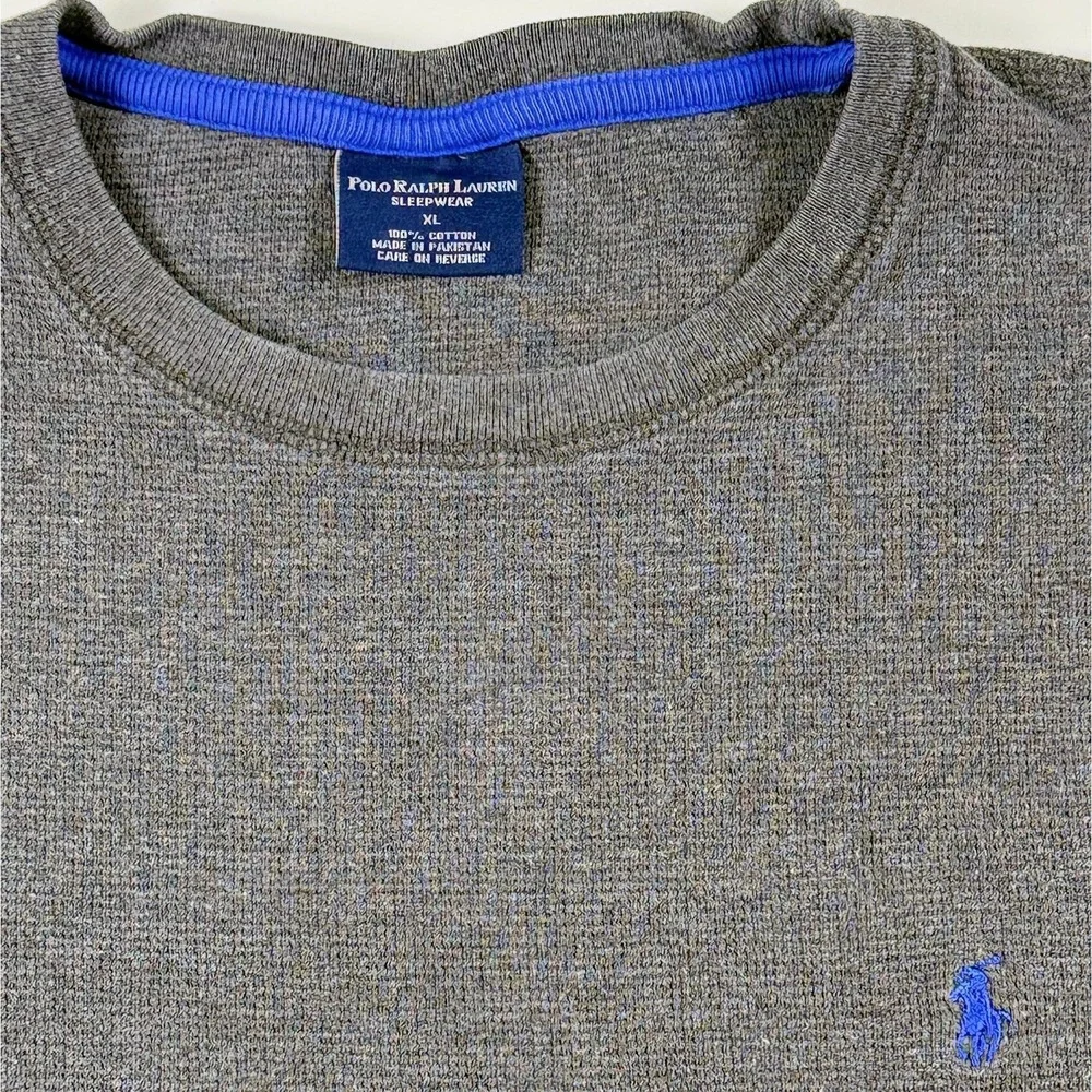 Polo Ralph Lauren Men's Gray‎ Waffle Knit Long Sleeve Sleep Shirt Top XL